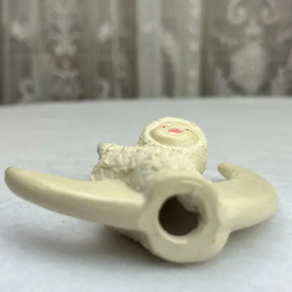 Vintage ALBERTA CERAMICS MOLDED Christmas Ornament SNOW BABIES Moon Sitting - Picture 8 of 9